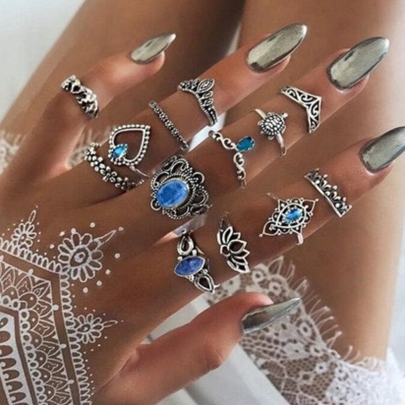 Boho Set of 13 Rings - Picture 2 of 2